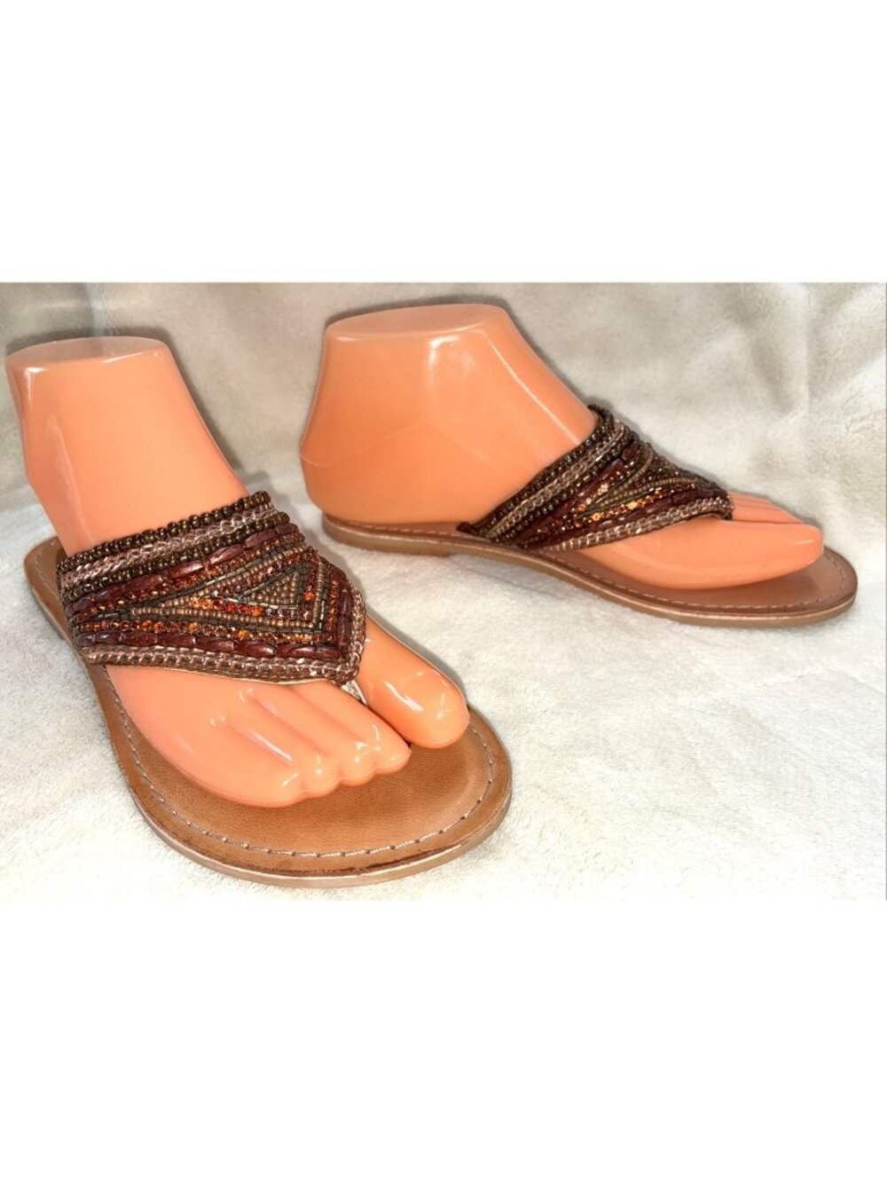 Naughty Monkey Bejeweled Sandal Flip Flop Leather Sandals Flats Size 6 #yeb